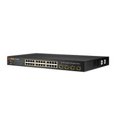솔텍 SFC4500T(DC) L2 기가 스위치허브 UTP 24포트 SFP 4포트 S-Ring, AC&DC 전원이중화