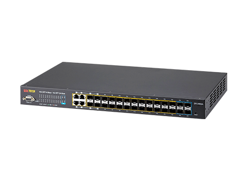 솔텍 SFC4500A(DC) L2 스위치허브 UTP 1G 4포트(콤보) + 1G 24포트 +  10G SFP 4포트 S-Ring, AC&DC 전원이중화